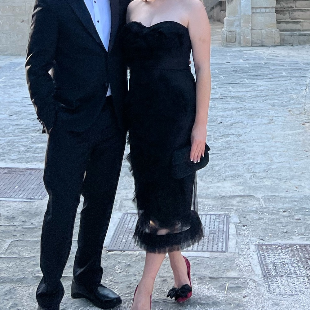 Marchesa Black Strapless Dress